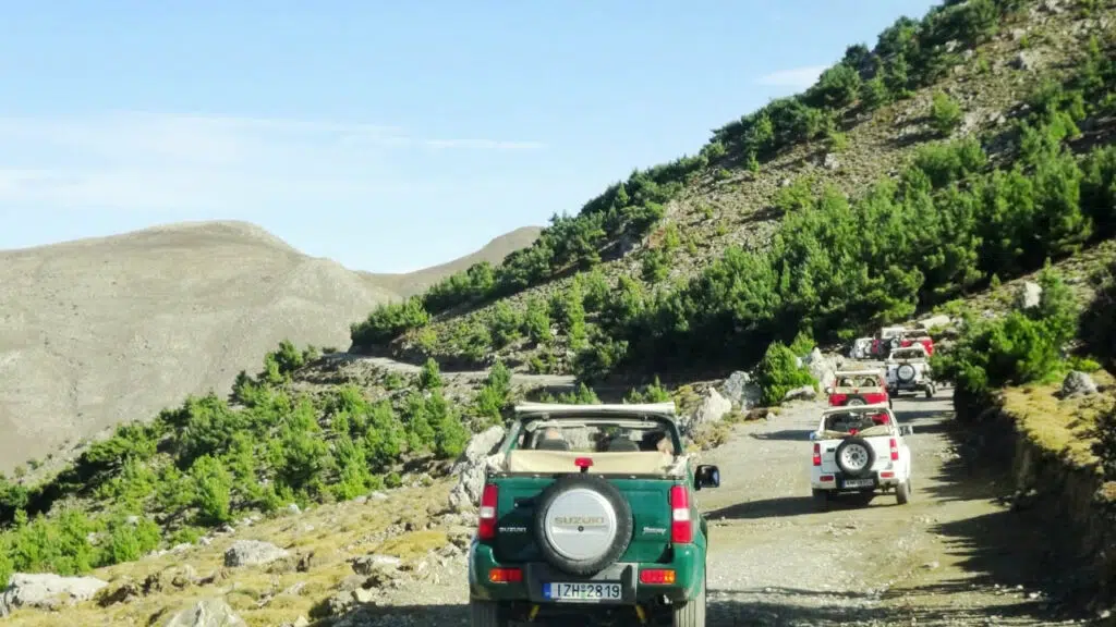 Jeeps on a mountain tour in Crete