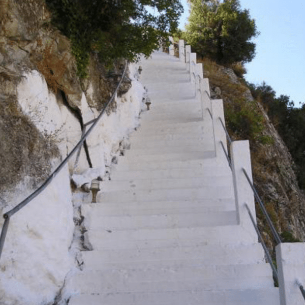 Cretan Villages/ stairs going up to a mountain