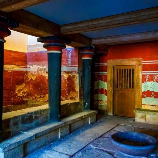 Murals at Knossos Palace in Heraklion-Crete