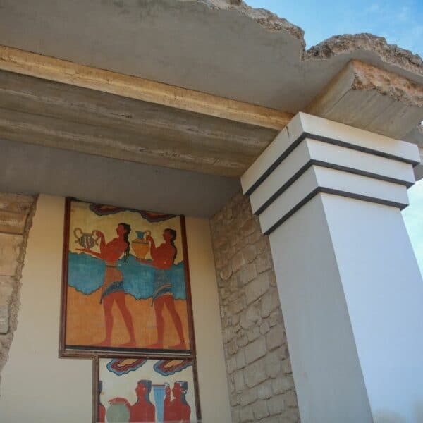Murals at Kossos, the ancient Minoan Palace in Crete