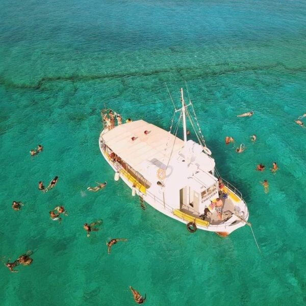 christina boat on a cruise to Chrissi Island